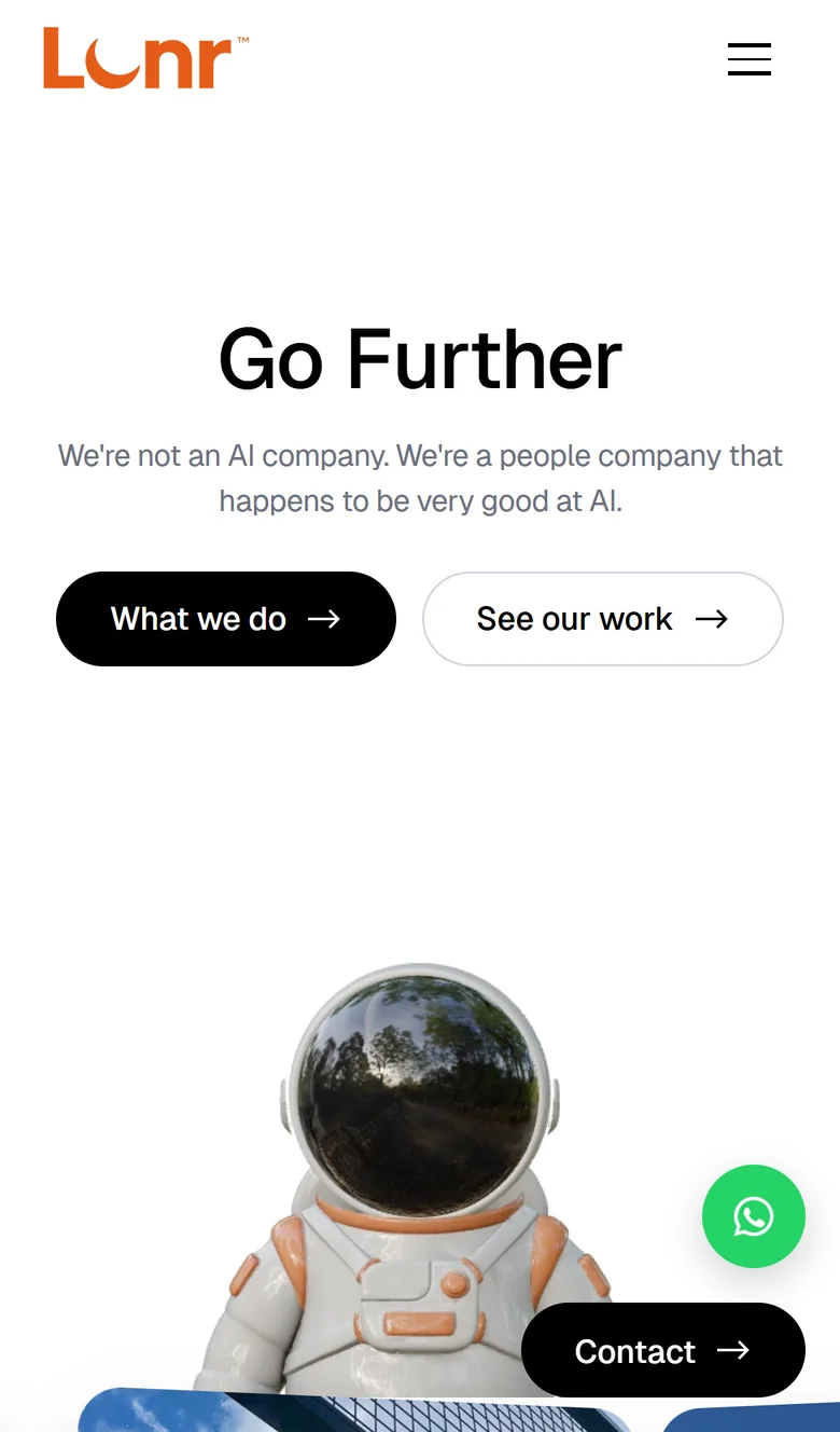 The Lunr Launch website on a phone, built by Lunr Launch