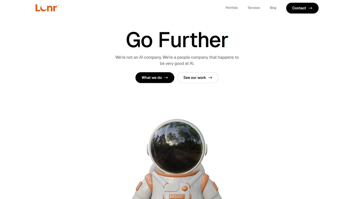 The Lunr Launch website on a desktop screen, built by Lunr Launch