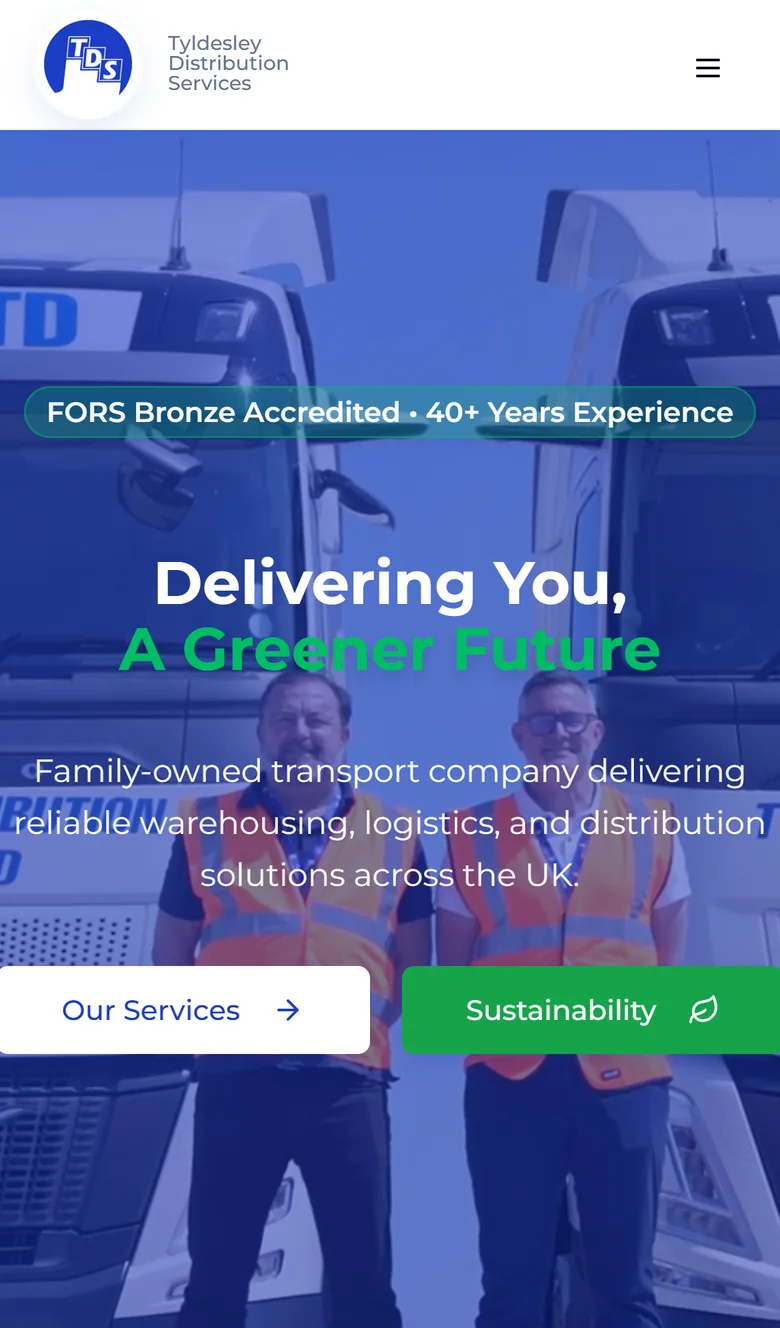 The TDS website on a phone, built by Lunr Launch