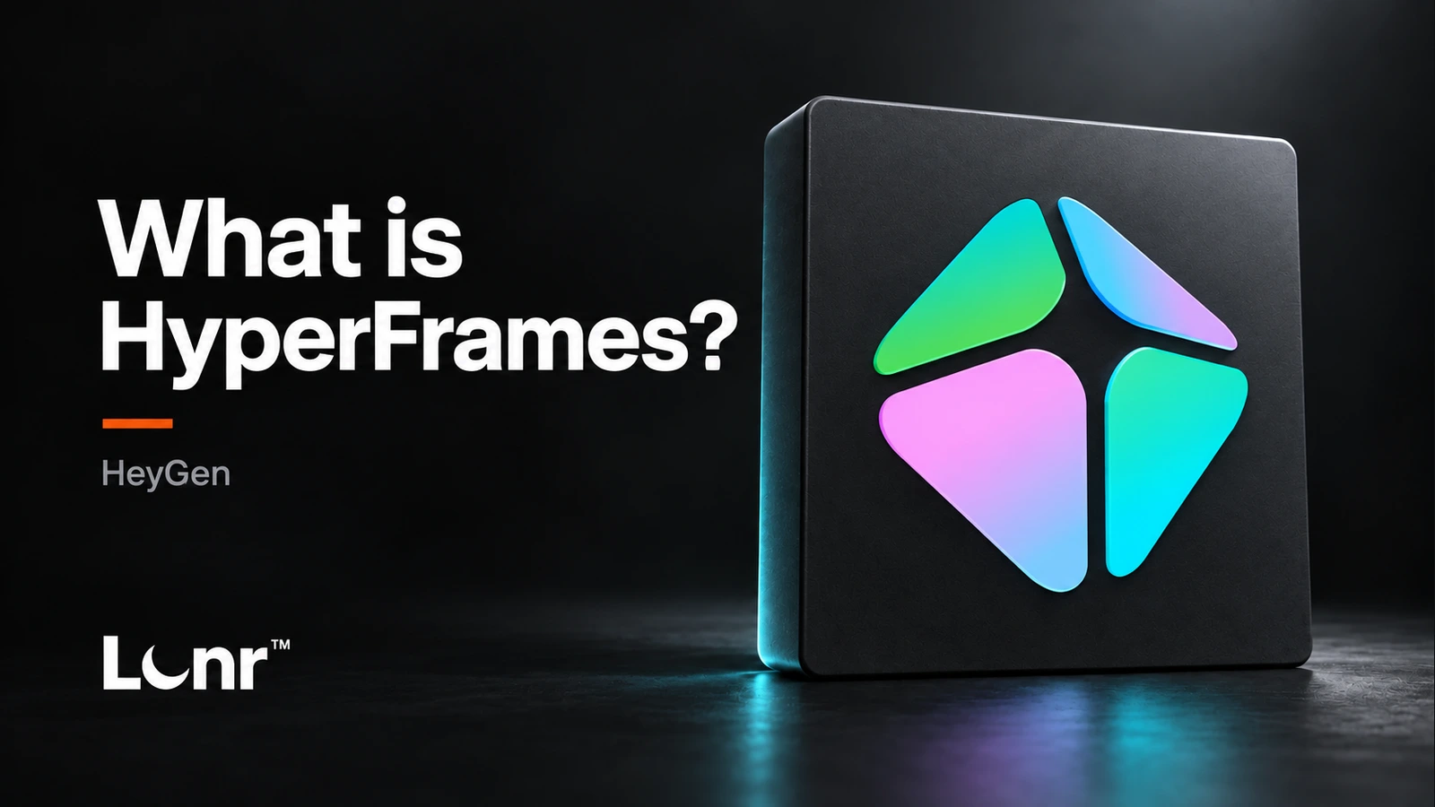 HyperFrames logo on a dark plaque beside the words “What is HyperFrames?”